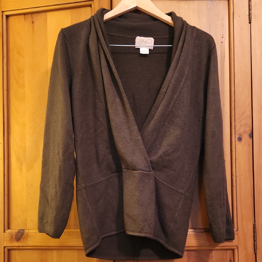 Elegant V-Neck Brown Sweater LOVELY by MITCHELL GROSS